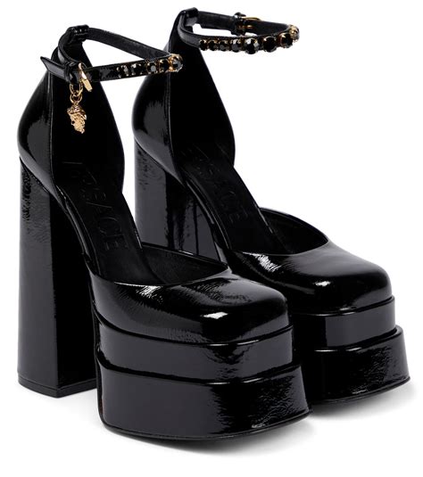 versace medusa black high top seude|Versace Medusa detail round heels.